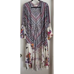 Umgee Women's Kimono Cover-up 1XL Floral Multicolor Long Sleeve Rayon‎